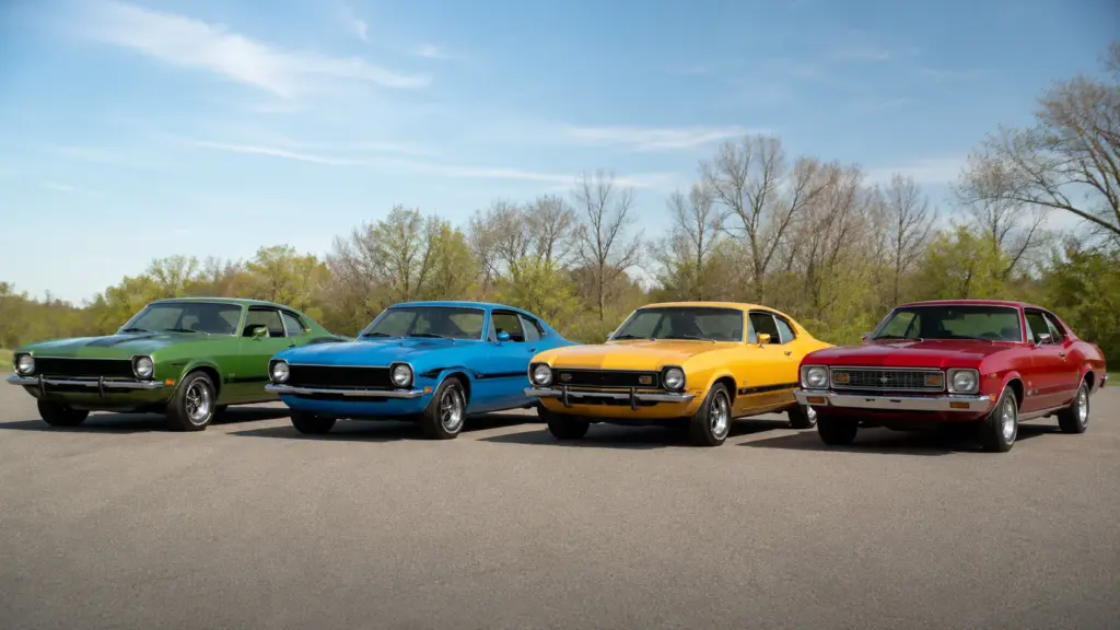 Ford_Maverick_Lineup_1970_1971_1973_1976_4K Evolution of the Ford Maverick from 1970 to 1977